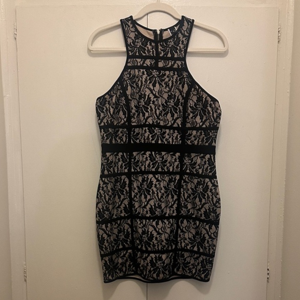 Windsor Black and Cream Lace Mini Dress